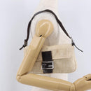 FENDI Zucca Canvas Mamma Baguette Shoulder Bag Ivory Silver Auth 205920-33