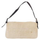 FENDI Zucca Canvas Mamma Baguette Shoulder Bag Ivory Silver Auth 205920-3