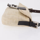FENDI Zucca Canvas Mamma Baguette Shoulder Bag Ivory Silver Auth 205920-5