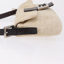 FENDI Zucca Canvas Mamma Baguette Shoulder Bag Ivory Silver Auth 205920-7