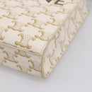 CELINE Macadam Vertical Cabas Hand Bag PVC 2way Ivory Gold Tone Auth 205927M-15