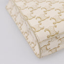 CELINE Macadam Vertical Cabas Hand Bag PVC 2way Ivory Gold Tone Auth 205927M-18