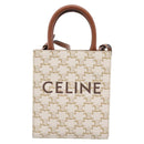 CELINE Macadam Vertical Cabas Hand Bag PVC 2way Ivory Gold Tone Auth 205927M-13