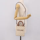 CELINE Macadam Vertical Cabas Hand Bag PVC 2way Ivory Gold Tone Auth 205927M-21