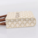 CELINE Macadam Vertical Cabas Hand Bag PVC 2way Ivory Gold Tone Auth 205927M-3