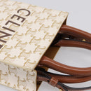 CELINE Macadam Vertical Cabas Hand Bag PVC 2way Ivory Gold Tone Auth 205927M-6
