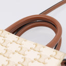CELINE Macadam Vertical Cabas Hand Bag PVC 2way Ivory Gold Tone Auth 205927M-8