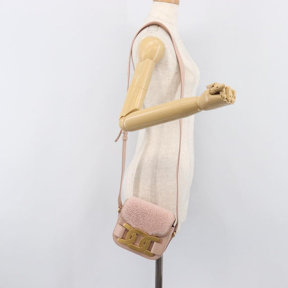TOD’S Kate Shoulder Bag Mouton Pink Gold Tone Auth 205929V