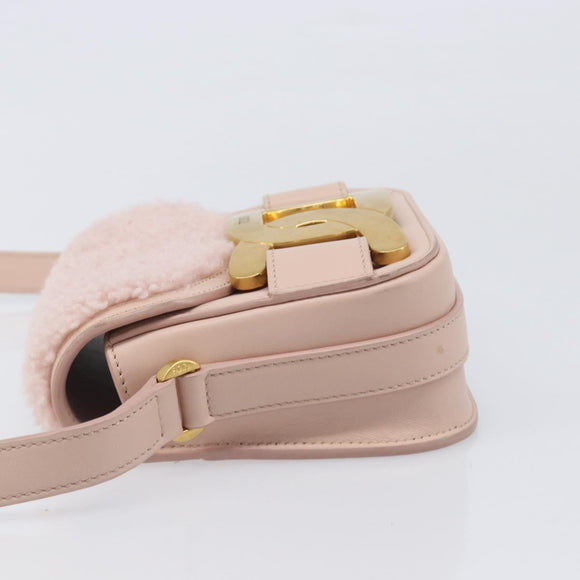 TOD’S Kate Shoulder Bag Mouton Pink Gold Tone Auth 205929V