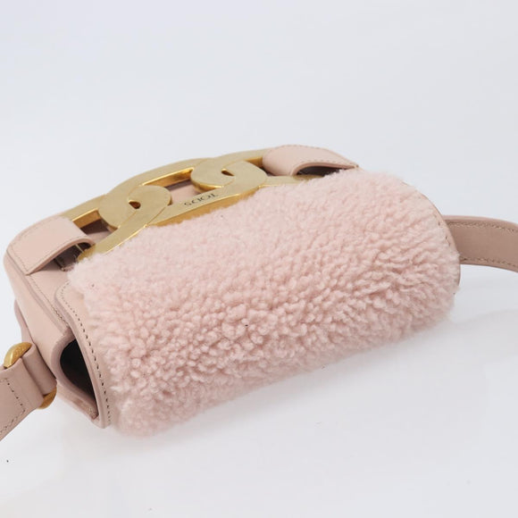 TOD’S Kate Shoulder Bag Mouton Pink Gold Tone Auth 205929V