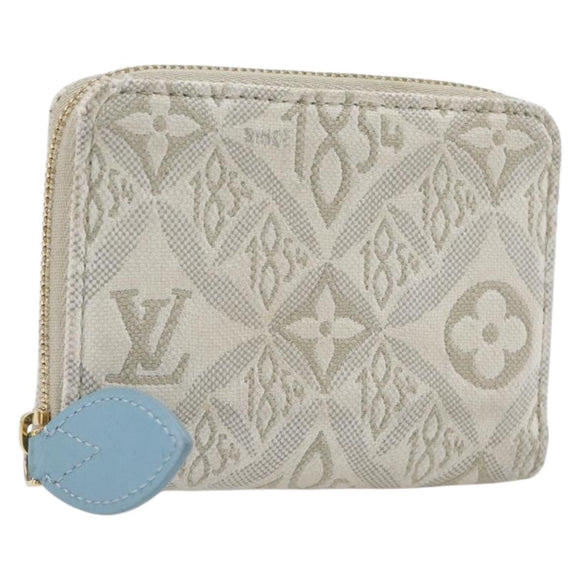 LOUIS VUITTON SINCE1854 Zippy Coin Purse Canvas Ivory Blue M81095 Auth 205941A