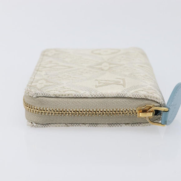 LOUIS VUITTON SINCE1854 Zippy Coin Purse Canvas Ivory Blue M81095 Auth 205941A