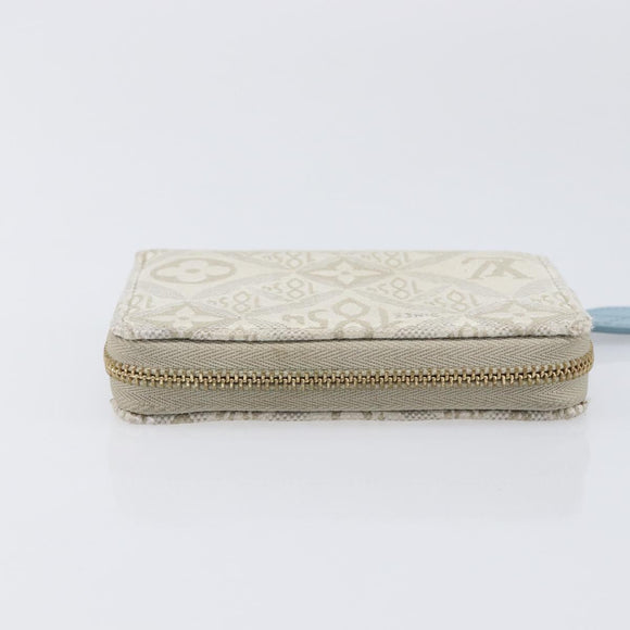 LOUIS VUITTON SINCE1854 Zippy Coin Purse Canvas Ivory Blue M81095 Auth 205941A