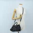 Miu Miu Hand Bag Vitellolux 2way Black Gold Auth 205943V-27