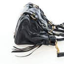 Miu Miu Hand Bag Vitellolux 2way Black Gold Auth 205943V-5
