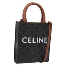CELINE Macadam Mini Vertical Cabas Hand Bag PVC 2way Black Gold Auth 205945M-1