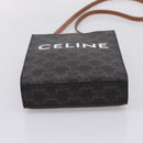 CELINE Macadam Mini Vertical Cabas Hand Bag PVC 2way Black Gold Auth 205945M-5