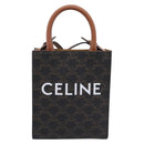 CELINE Macadam Mini Vertical Cabas Hand Bag PVC 2way Black Gold Auth 205945M-13