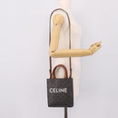 CELINE Macadam Mini Vertical Cabas Hand Bag PVC 2way Black Gold Auth 205945M-22