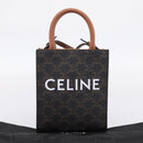 CELINE Macadam Mini Vertical Cabas Hand Bag PVC 2way Black Gold Auth 205945M-12