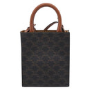 CELINE Macadam Mini Vertical Cabas Hand Bag PVC 2way Black Gold Auth 205945M-2