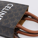 CELINE Macadam Mini Vertical Cabas Hand Bag PVC 2way Black Gold Auth 205945M-6