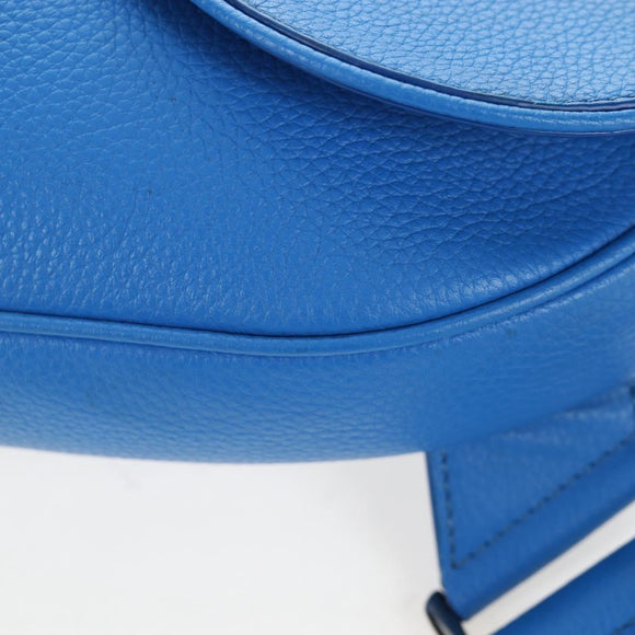 Christian Dior Saddle Shoulder Bag Leather Black Silver Auth 205947M