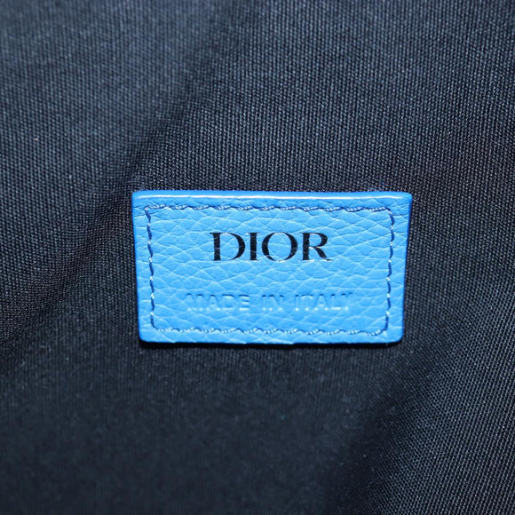 Christian Dior Saddle Shoulder Bag Leather Black Silver Auth 205947M