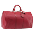 LOUIS VUITTON Epi Keepall 50 Boston Bag Red M42967 LV Auth 205950A-1