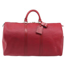 LOUIS VUITTON Epi Keepall 50 Boston Bag Red M42967 LV Auth 205950A-2