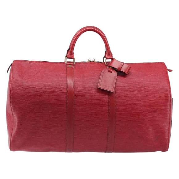 LOUIS VUITTON Epi Keepall 50 Boston Bag Red M42967 LV Auth 205950A