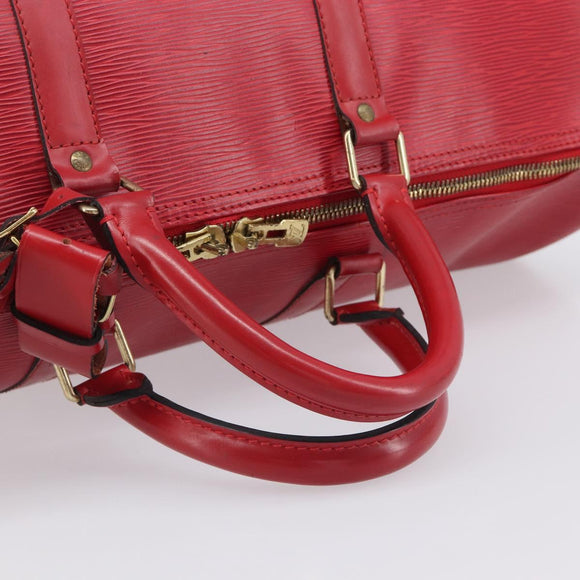 LOUIS VUITTON Epi Keepall 50 Boston Bag Red M42967 LV Auth 205950A