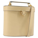 CELINE Vanity Shoulder Bag Leather 2way Beige Gold Tone Auth 205952A-1