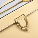 CELINE Vanity Shoulder Bag Leather 2way Beige Gold Tone Auth 205952A-20