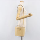 CELINE Vanity Shoulder Bag Leather 2way Beige Gold Tone Auth 205952A-26