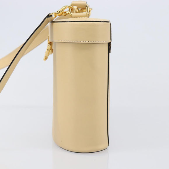 CELINE Vanity Shoulder Bag Leather 2way Beige Gold Tone Auth 205952A
