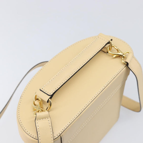 CELINE Vanity Shoulder Bag Leather 2way Beige Gold Tone Auth 205952A