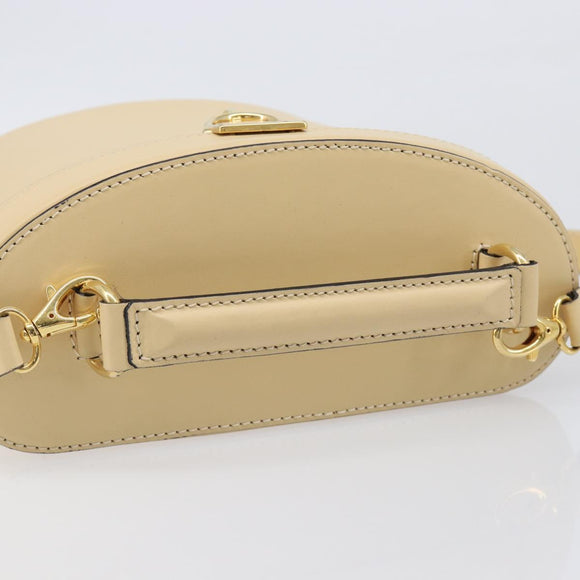 CELINE Vanity Shoulder Bag Leather 2way Beige Gold Tone Auth 205952A
