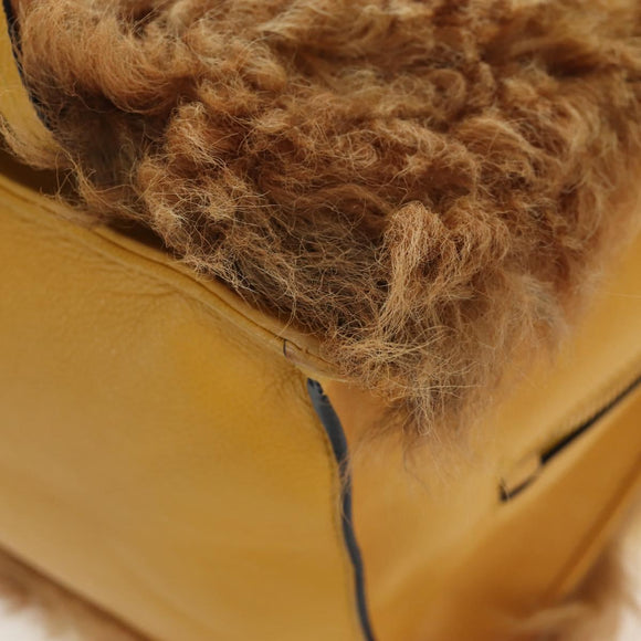 PRADA Shoulder Bag Fur 2way Yellow Gold Auth 205953M