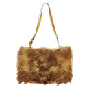 PRADA Shoulder Bag Fur 2way Yellow Gold Auth 205953M-13