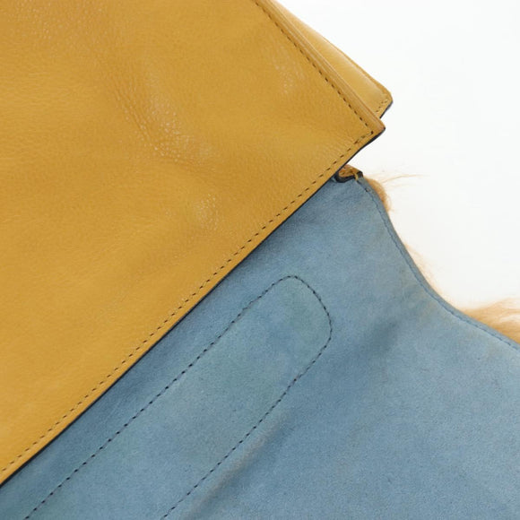 PRADA Shoulder Bag Fur 2way Yellow Gold Auth 205953M