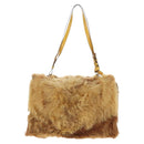 PRADA Shoulder Bag Fur 2way Yellow Gold Auth 205953M-2