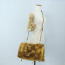 PRADA Shoulder Bag Fur 2way Yellow Gold Auth 205953M-36