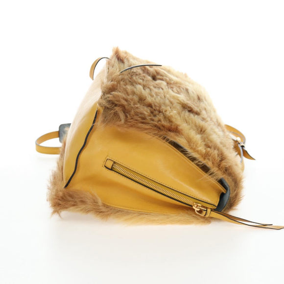 PRADA Shoulder Bag Fur 2way Yellow Gold Auth 205953M