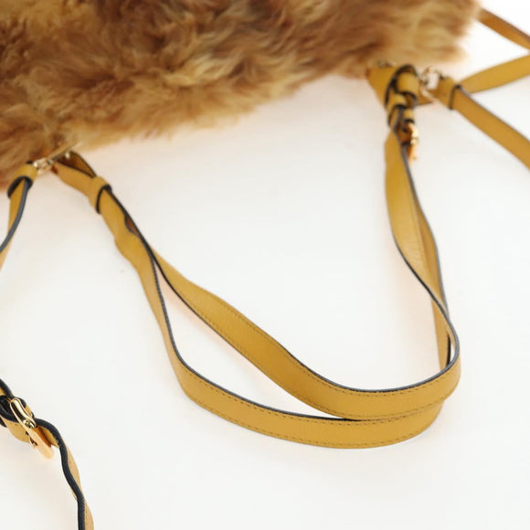 PRADA Shoulder Bag Fur 2way Yellow Gold Auth 205953M