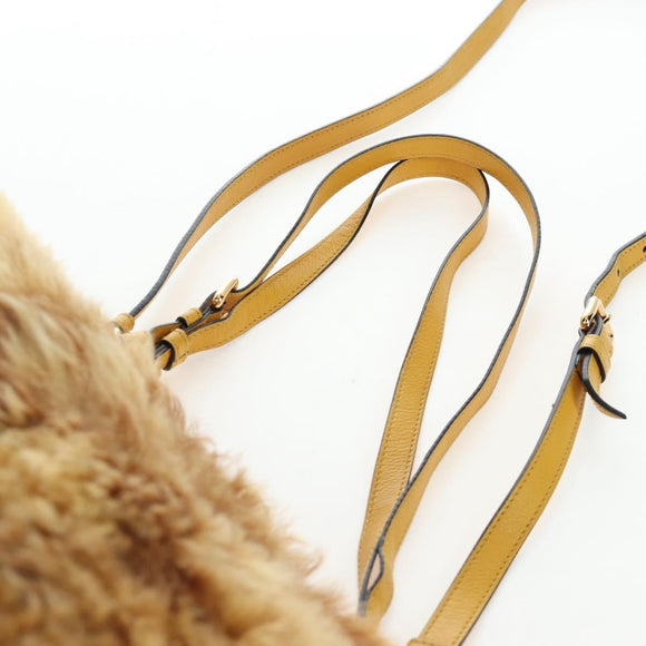 PRADA Shoulder Bag Fur 2way Yellow Gold Auth 205953M