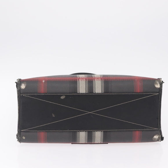 BURBERRY Nova Check Hand Bag PVC Leather Black Red Auth 205962