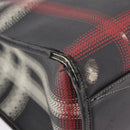 BURBERRY Nova Check Hand Bag PVC Leather Black Red Auth 205962-16