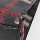 BURBERRY Nova Check Hand Bag PVC Leather Black Red Auth 205962-17