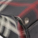 BURBERRY Nova Check Hand Bag PVC Leather Black Red Auth 205962-18